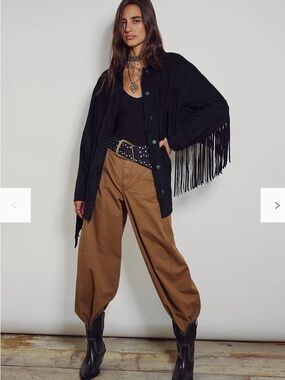 We The Free Black Fringe Utility Coat